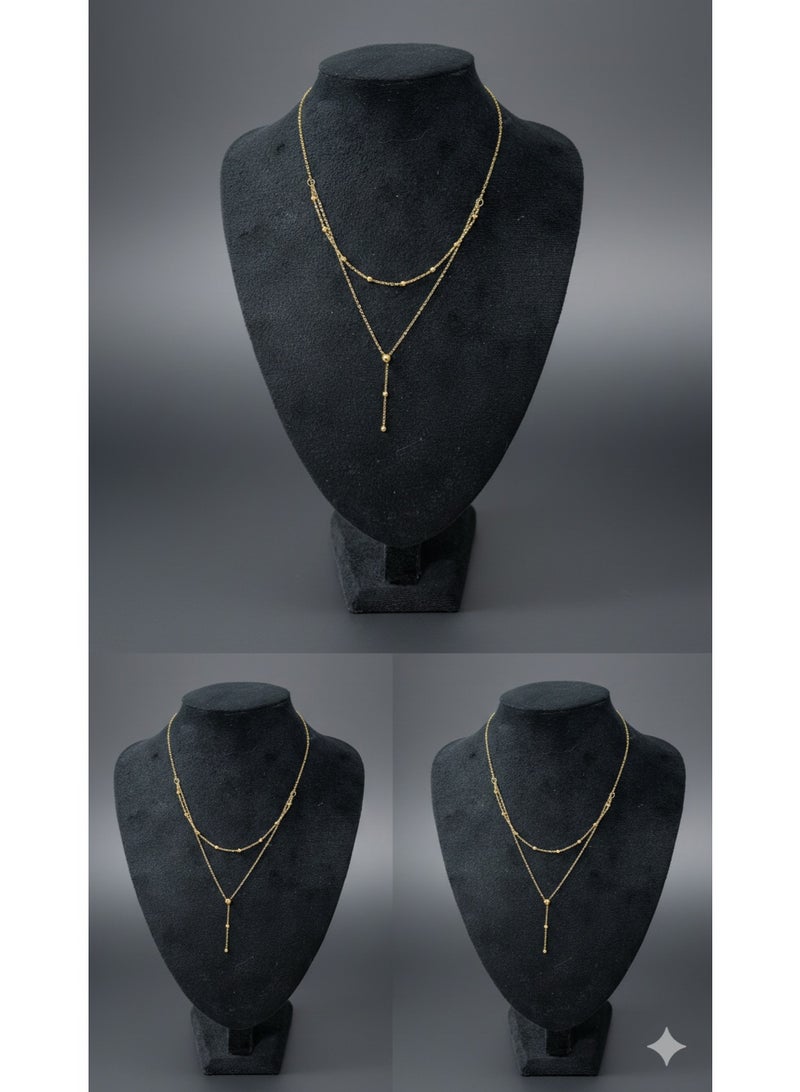 ورد عقد طبقات "لايرز" من الستانلس ستيل المقاوم للصدأ باللون الذهبي - إكسسوار أنيق للمناسبات واليوميات. - Image 4